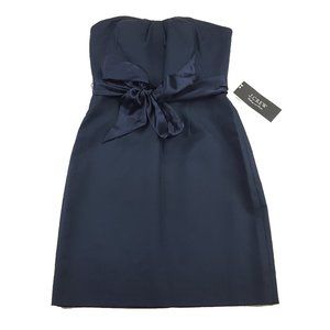 J.Crew Women's Size 2 Tied Belted Strapless Shift Dress Solid Navy Blue